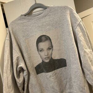 Anine Bing Terry O'Neill Kate Moss Graphic Pullover Sweatshirt Gray